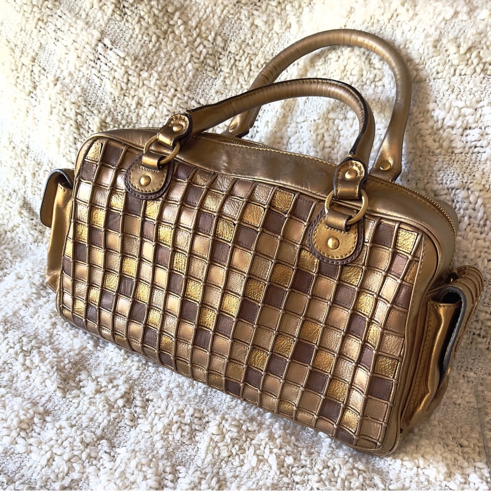 Bronze/Gold Isabella Fiore Satchel with Mosaic Design Embellishment